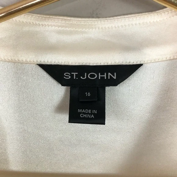 St John Ivory Satin Gold Button Long Sleeve Blouse 16 - Picture 9 of 9